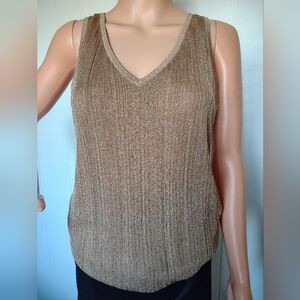 White House Black Market Metallic Gold Tank Top Size M